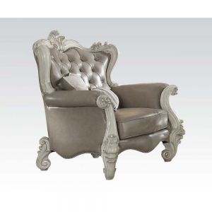 ACME Versailles Vintage Gray PU & Bone White Chair Model 52127 - MONAVILLA