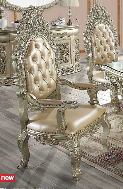 ACME Sorina PU & Antique Gold Finish Dining Chair Model DN01210 - MONAVILLA