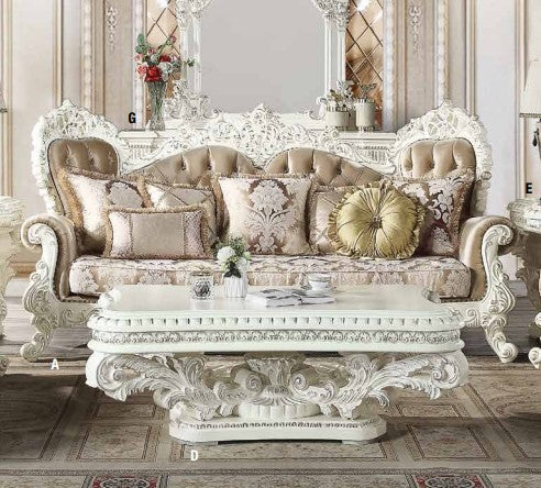 ACME Vanaheim Fabric & Antique White Finish Sofa Model LV00803 - MONAVILLA