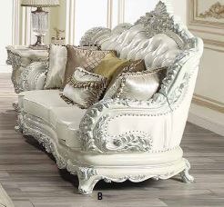 ACME Adara White PU & Antique White Finish Loveseat Model LV01225 - MONAVILLA