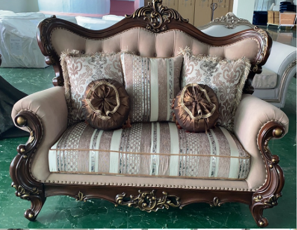 ACME Ragnar Light Brown Linen & Cherry Finish Loveseat Model LV01123 - MONAVILLA