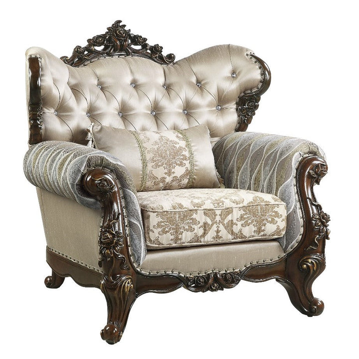 ACME Benbek Fabric & Antique Oak Finish Chair Model LV00811 - MONAVILLA