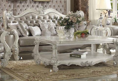 ACME Versailles Vintage Gray PU & Bone White Sofa Model 52125 - MONAVILLA