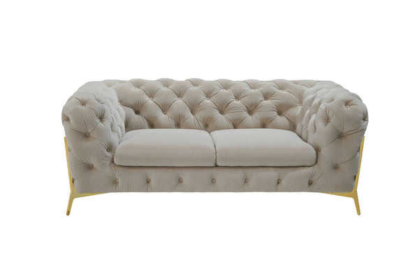 Divani Casa Quincey Transitional Beige Velvet Loveseat - MONAVILLA