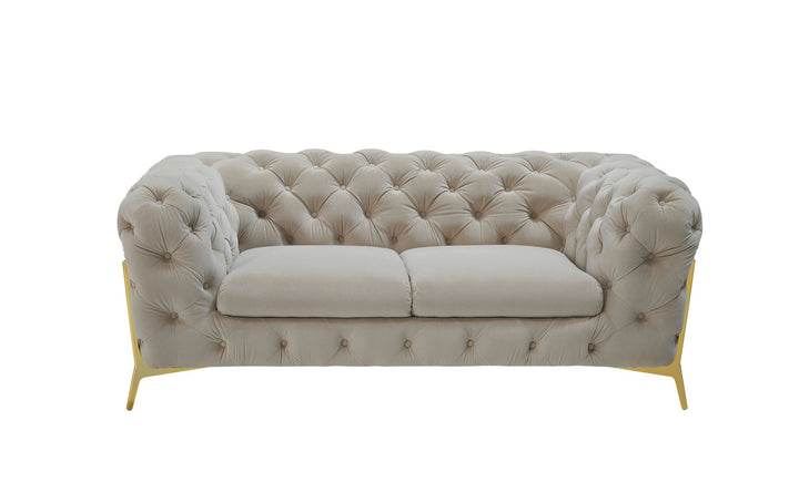 Divani Casa Quincey Transitional Beige Velvet Loveseat - MONAVILLA