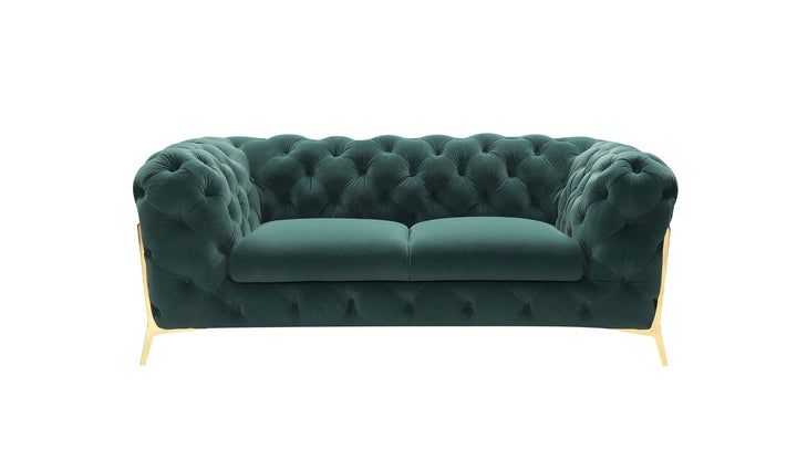 Divani Casa Quincey Transitional Emerald Green Velvet Loveseat - MONAVILLA
