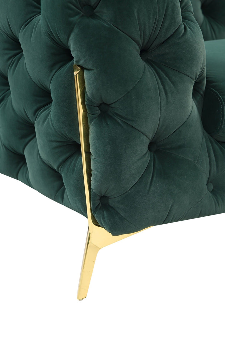 Divani Casa Quincey Transitional Emerald Green Velvet Loveseat - MONAVILLA