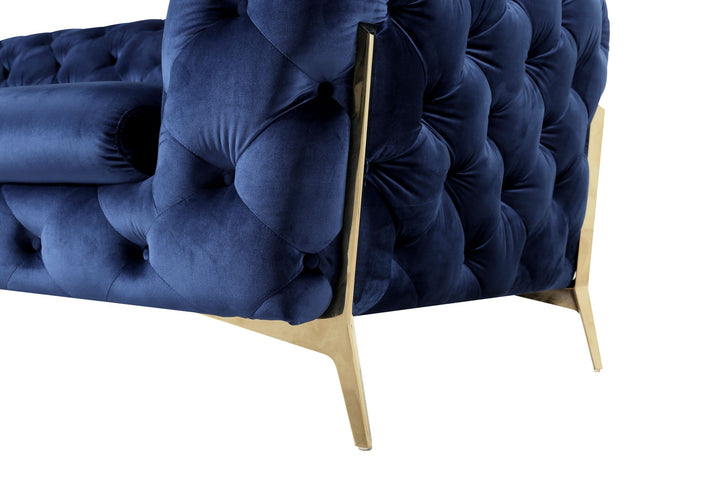 Divani Casa Quincey Transitional Blue Velvet Chair - MONAVILLA