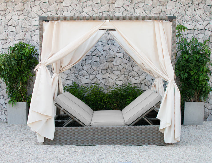 Divani Casa Marin Outdoor Beige Canopy Sunbed - MONAVILLA