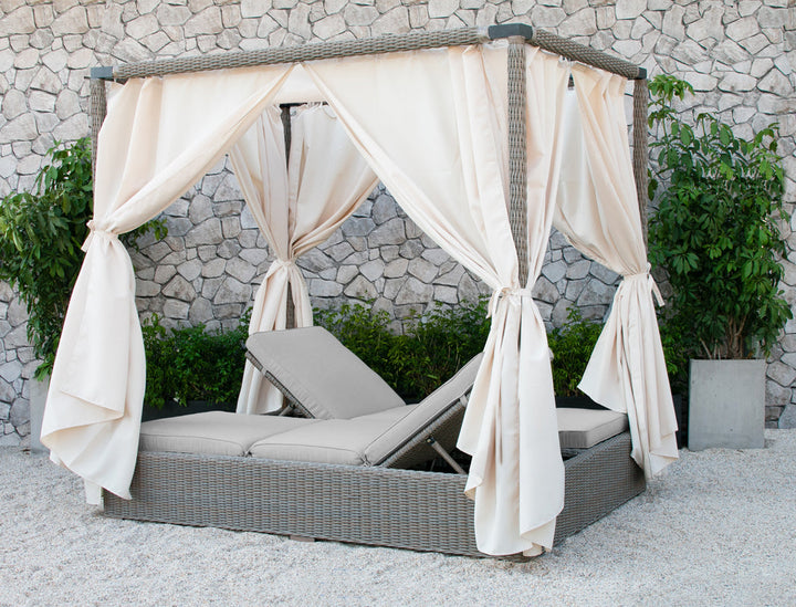 Divani Casa Marin Outdoor Beige Canopy Sunbed - MONAVILLA