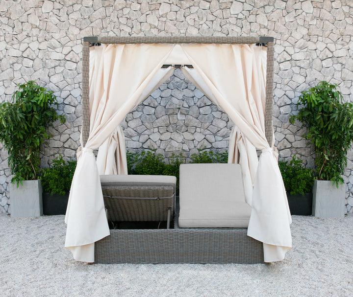 Divani Casa Marin Outdoor Beige Canopy Sunbed - MONAVILLA