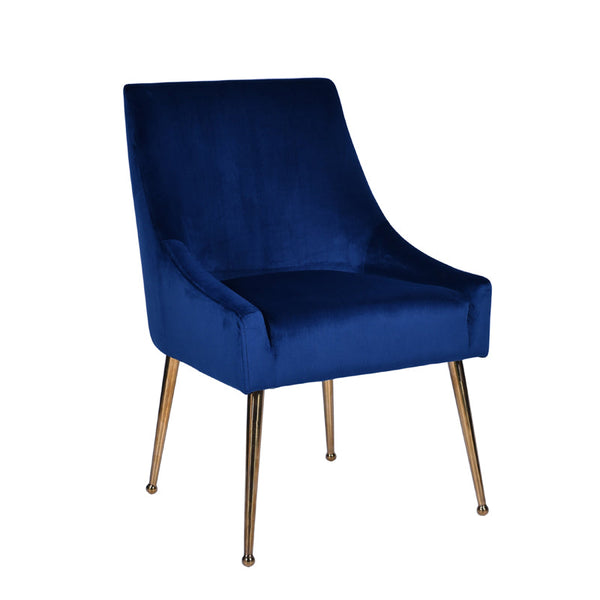 Modrest Castana Modern Blue Velvet & Gold Dining Chair (Set of 2) - MONAVILLA
