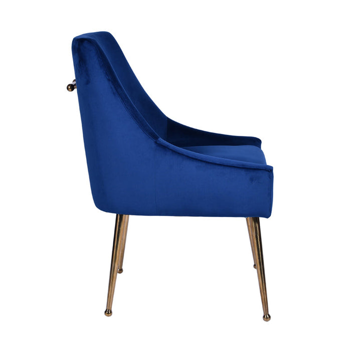 Modrest Castana Modern Blue Velvet & Gold Dining Chair (Set of 2) - MONAVILLA