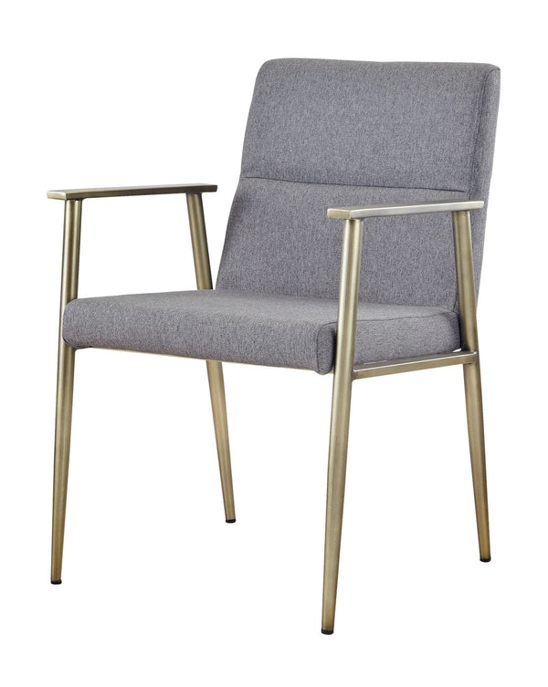Modrest Sabri Contemporary Grey & Antique Brass Arm Dining Chair - MONAVILLA