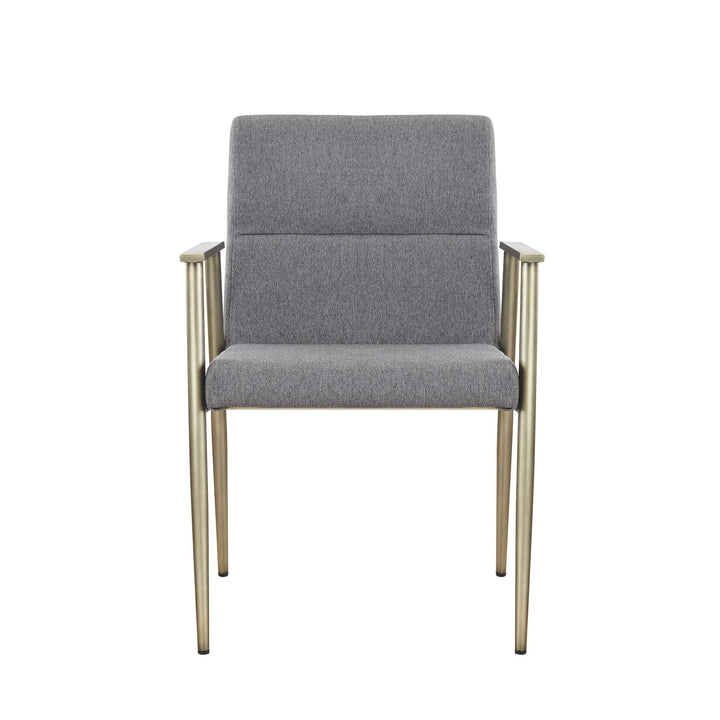 Modrest Sabri Contemporary Grey & Antique Brass Arm Dining Chair - MONAVILLA