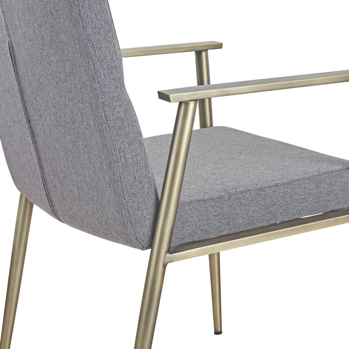 Modrest Sabri Contemporary Grey & Antique Brass Arm Dining Chair - MONAVILLA