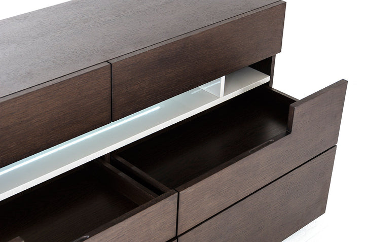 Modrest Ceres Contemporary Brown Oak and Grey Dresser with LED Light - MONAVILLA