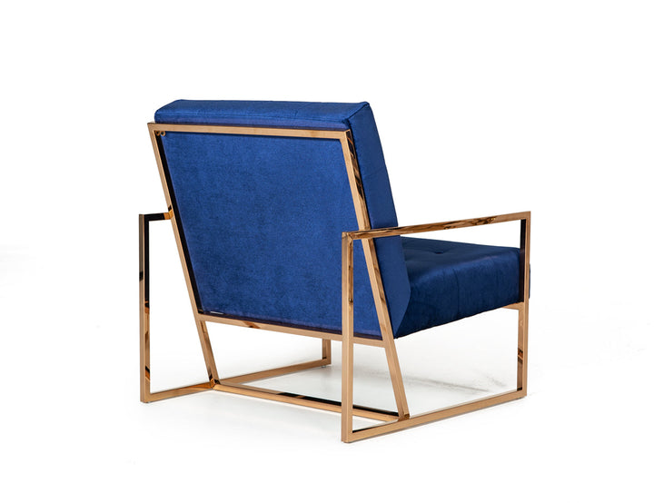 Modrest Samara Modern Blue & Gold Accent Chair - MONAVILLA