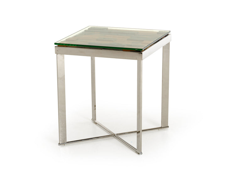 Modrest Santiago Modern Rectangular Wood Mosaic End Table - MONAVILLA
