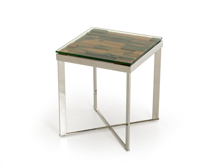 Modrest Santiago Modern Rectangular Wood Mosaic End Table - MONAVILLA
