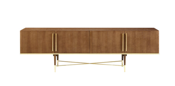 Modrest Bernard Mid Century Modern Walnut & Gold Buffet - MONAVILLA