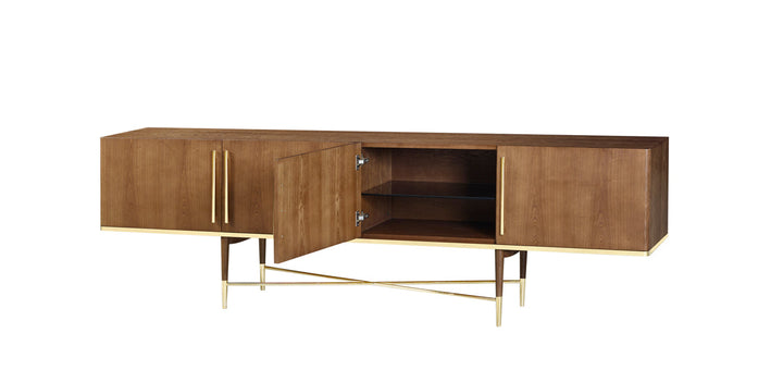 Modrest Bernard Mid Century Modern Walnut & Gold Buffet - MONAVILLA