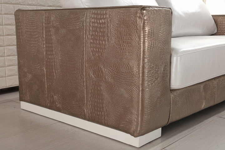 Divani Casa Cordova Modern Bronze & White Leather Sofa Set - MONAVILLA
