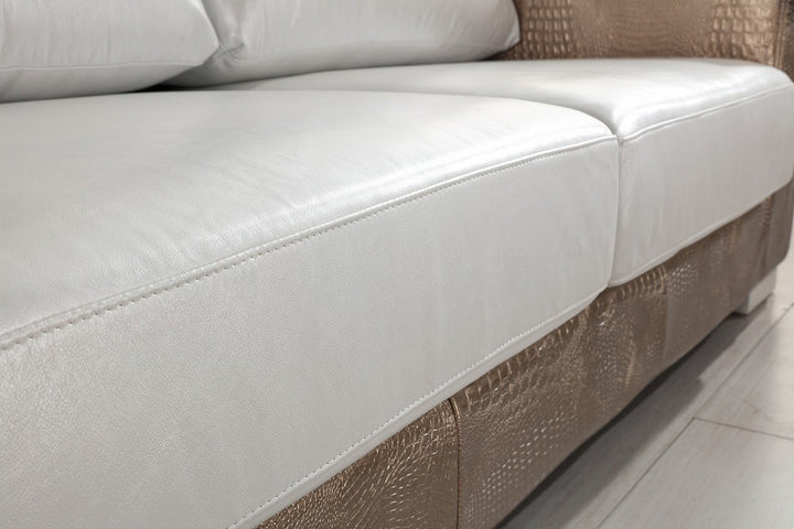 Divani Casa Cordova Modern Bronze & White Leather Sofa Set - MONAVILLA