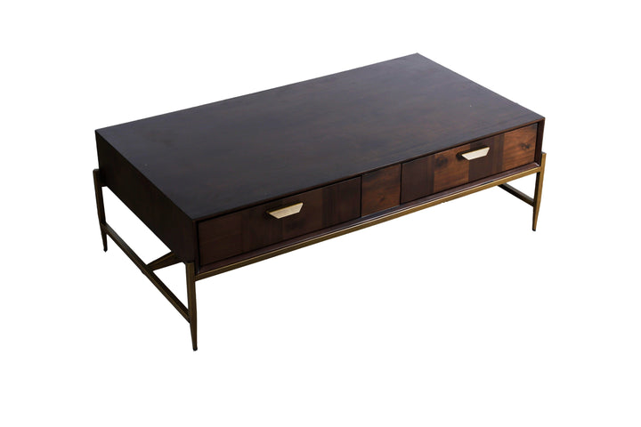 Modrest Shane Modern Acacia & Brass Coffee Table - MONAVILLA