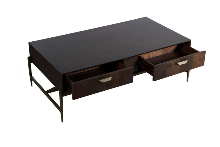 Modrest Shane Modern Acacia & Brass Coffee Table - MONAVILLA