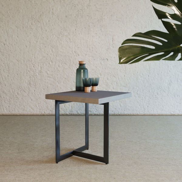 Modrest Sharon Modern Concrete & Black Metal End Table - MONAVILLA