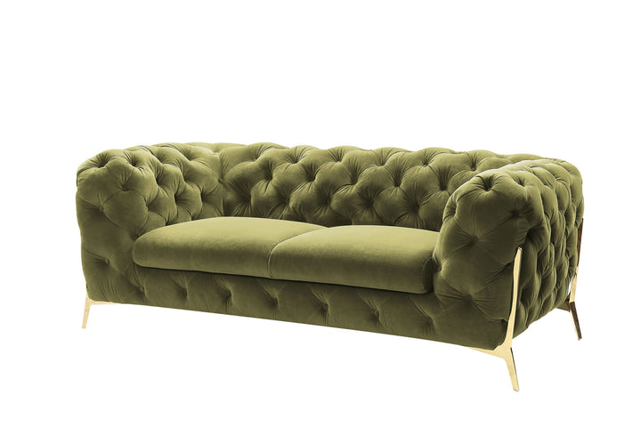Divani Casa Sheila Transitional Green Fabric Loveseat - MONAVILLA