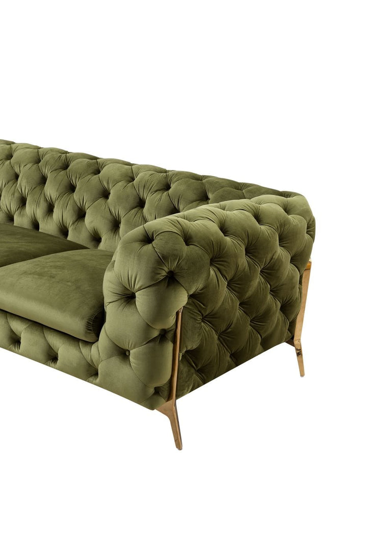 Divani Casa Sheila Transitional Green Fabric Loveseat - MONAVILLA
