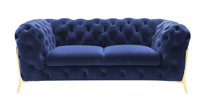 Divani Casa Sheila Transitional Dark Blue Fabric Loveseat - MONAVILLA