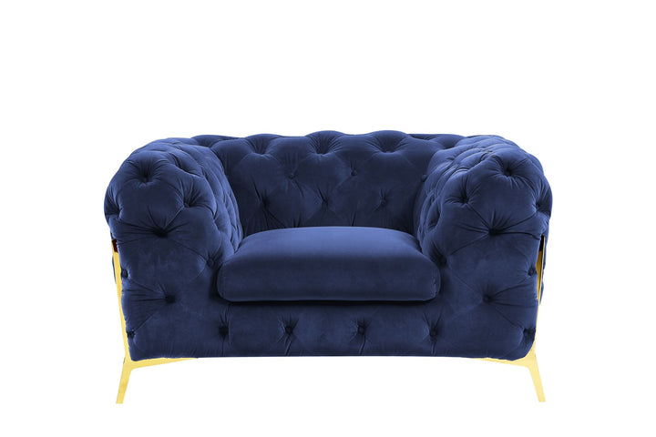 Divani Casa Sheila Transitional Dark Blue Fabric Chair - MONAVILLA