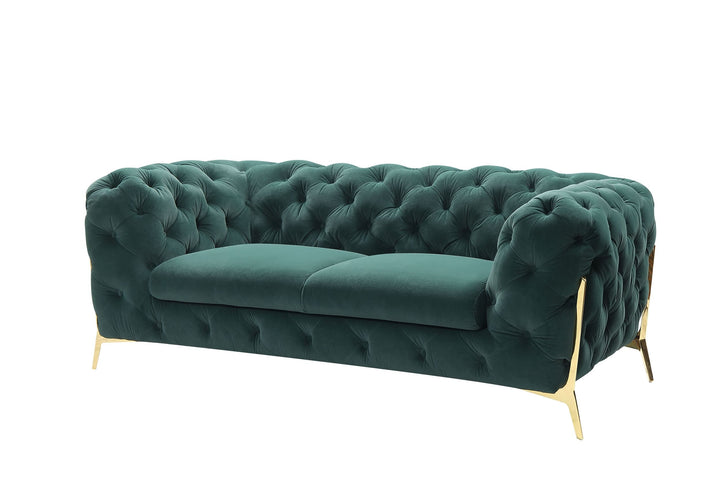 Divani Casa Sheila Transitional Emerald Green Fabric Loveseat - MONAVILLA