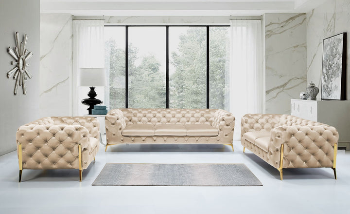 Divani Casa Sheila Transitional Light Beige Fabric Sofa Set - MONAVILLA