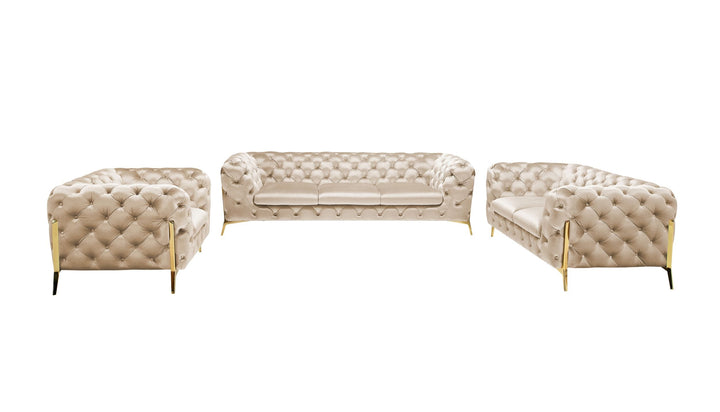 Divani Casa Sheila Transitional Light Beige Fabric Sofa Set - MONAVILLA