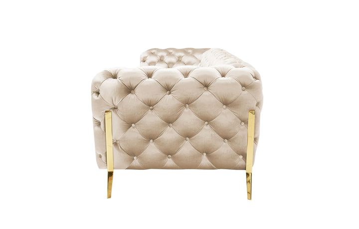 Divani Casa Sheila Transitional Light Beige Fabric Loveseat - MONAVILLA