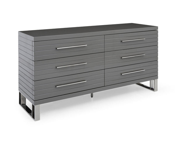 Modrest Splendor Grey High Gloss Slatted Dresser - MONAVILLA