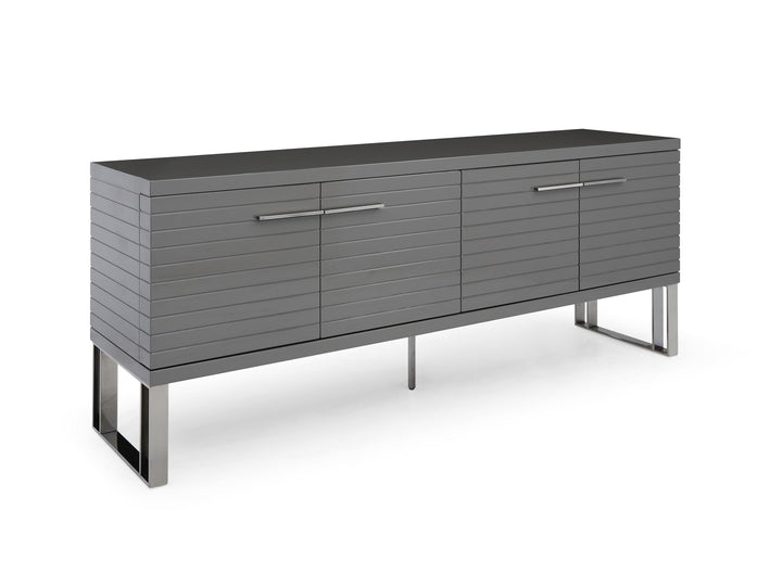 Modrest Splendor Grey High Gloss Slatted Buffet - MONAVILLA