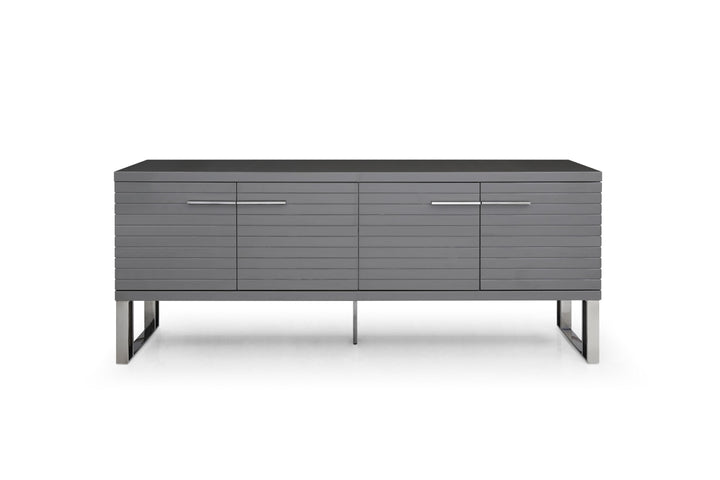 Modrest Splendor Grey High Gloss Slatted Buffet - MONAVILLA