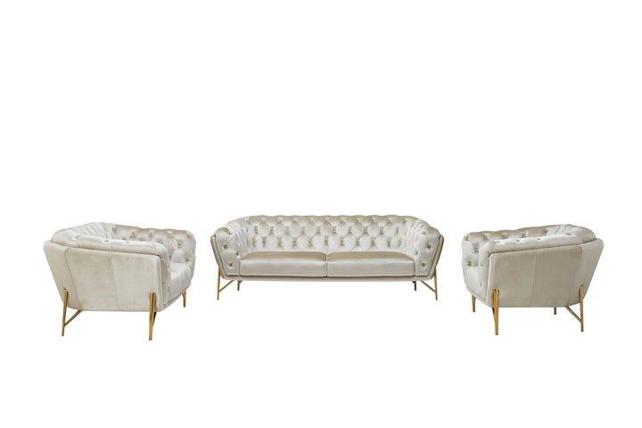 Divani Casa Stella Transitional Beige Velvet Sofa Set - MONAVILLA