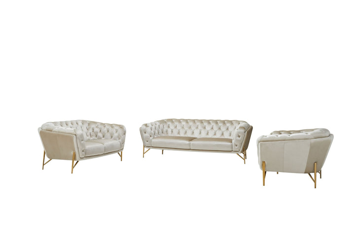 Divani Casa Stella Transitional Beige Velvet Sofa Set - MONAVILLA