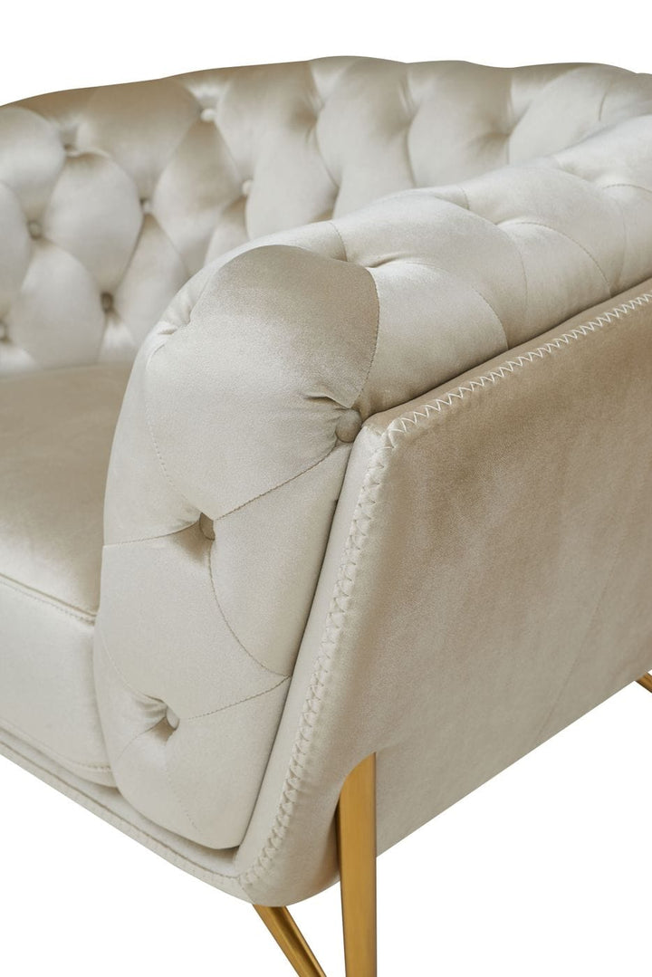Divani Casa Stella Transitional Beige Velvet Sofa Set - MONAVILLA