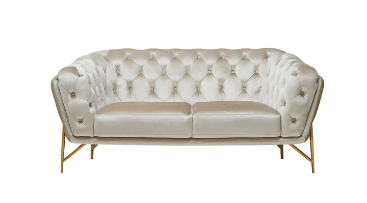 Divani Casa Stella Transitional Beige Velvet Loveseat - MONAVILLA