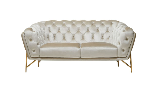 Divani Casa Stella Transitional Beige Velvet Loveseat - MONAVILLA