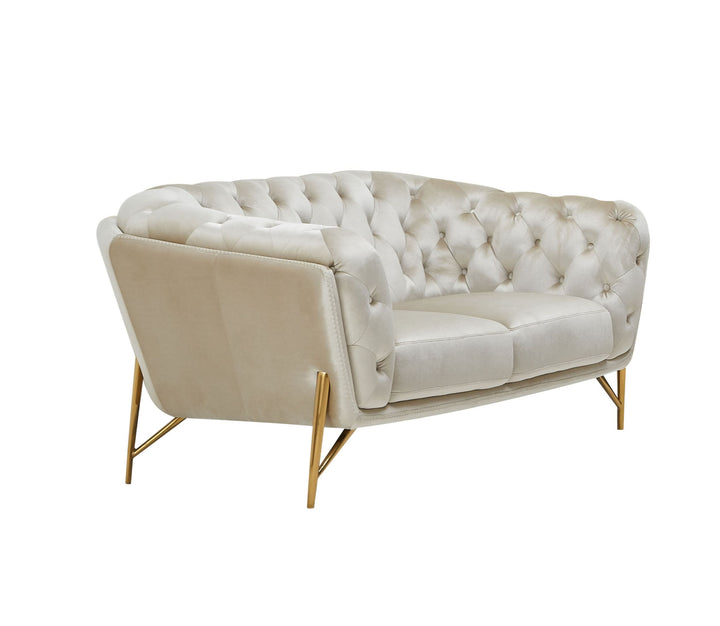 Divani Casa Stella Transitional Beige Velvet Loveseat - MONAVILLA