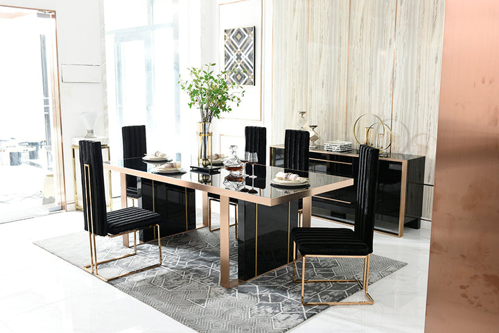 Nova Domus Cartier Modern Black & Rosegold Dining Table - MONAVILLA
