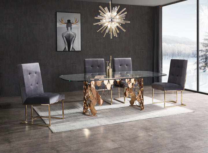 Modrest Javier Modern Glass & Rosegold Dining Table - MONAVILLA